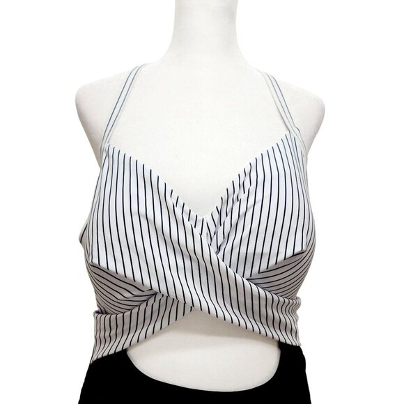 Striped Halter One-Piece Swimsuit Adjustable Straps Size XL Eomenie Black White - Picture 13 of 13